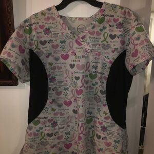Kids Pink & Green Awareness Print Scrub Top
